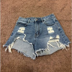 Blue B Collection High Rise Cut Off Denim Blue Jeans Shorts Size M